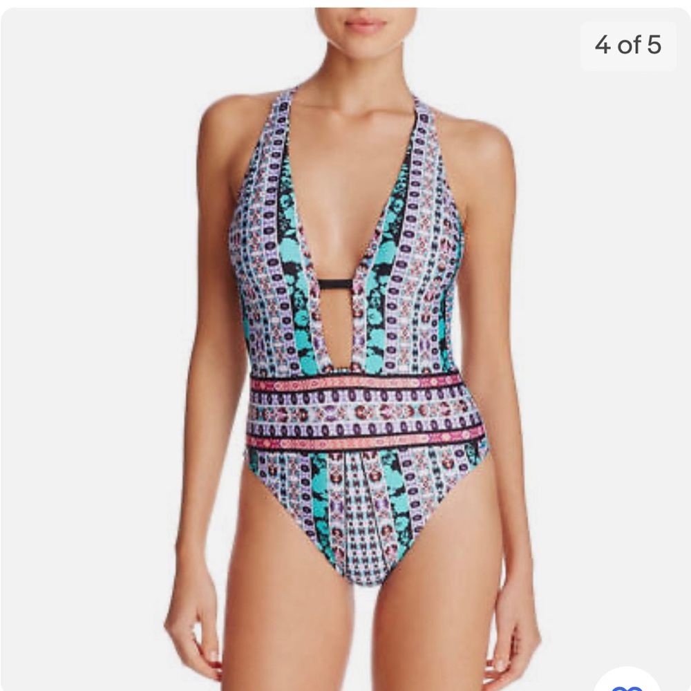 NWT NANETTE LEPORE KIMONO PATCHWORK GODDESS ONE-PIECE SWIMSUIT M